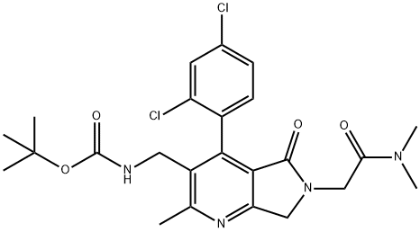 [4-(2,4-Dichlorophenyl)-6-dimethylcarbamoylmethyl-2-methyl-5-oxo-6,7-dihydro-5H-pyrrolo[3,4-b]pyridin-3-ylmethyl]carbamic acid tert-butyl ester Structure