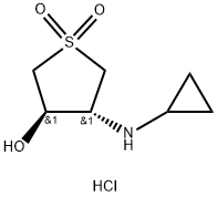 trans-4-Cyclopropylamino-1,1-dioxo-tetrahydrothiophen-3-ol hydrochloride 结构式