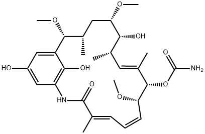 (15R)-18,21-Didehydro-17-demethoxy-18,21-dideoxo-18,21-dihydroxy-15-methoxygeldanamycin Struktur