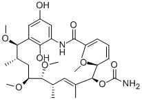 (15R)-18,21-Didehydro-17-demethoxy-18,21-dideoxo-18,21-dihydroxy-15-methoxy-11-O-methylgeldanamycin Struktur