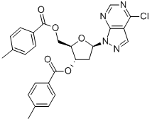 4-CHLORO-1-(3,5-DI-O-TOLUOYL-BETA-D-2-DEOXYRIBOFURANOSYL)PYRAZOLO[3,4-D]PYRIMIDINE, 91713-47-2, 结构式