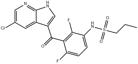N-[3-[(5-氯-1H-吡咯并[2,3-B]吡啶-3-基)羰基]-2,4-二氟苯基]-1-丙磺酰胺, 918505-84-7, 结构式