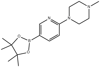 2-(4-甲基哌嗪-1-基)吡啶-5-硼酸频那醇酯 结构式