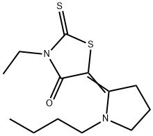 5-(1-butylpyrrolidin-2-ylidene)-3-ethyl-2-thioxothiazolidin-4-one Struktur