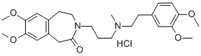 3-[3-[[2-(3,4-ジメトキシフェニル)エチル]メチルアミノ]プロピル]-1,3,4,5-テトラヒドロ-7,8-ジメトキシ-2H-3-ベンゾアゼピン-2-オン·塩酸塩 化学構造式