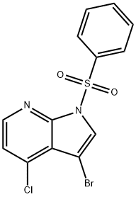 3-溴-4-氯-1-(苯磺酰基)-1H-吡咯并[2,3-B]吡啶 结构式