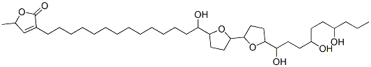 3-[14-Hydroxy-14-[octahydro-5'-(1,4,7-trihydroxydecyl)[2,2'-bifuran]-5-yl]tetradecyl]-5-methyl-2(5H)-furanone Struktur