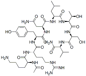 N-acetyl-lysyl-arginyl-tyrosyl-asparaginyl-leucyl-threonyl-seryl-valinamide Struktur