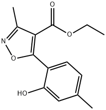 4-Isoxazolecarboxylicacid,5-(2-hydroxy-4-methylphenyl)-3-methyl-,ethylester(9CI) Struktur