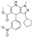 methyl 3-cyclopentyl-4,7-dihydro-1,6-dimethyl-4-(3-nitrophenyl)pyrazolo(3,4-b)pyridine-5-carboxylate Struktur