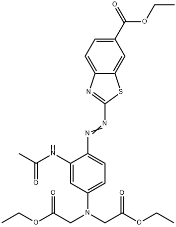 2-[2-Acetylamino-4-[bis(ethoxycarbonylmethyl)amino]phenylazo]benzothiazole-6-carboxylic acid ethyl ester Struktur