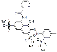 5-(Benzoylamino)-4-hydroxy-3-(4-methyl-2-sulfophenylazo)-2,7-naphthalenedisulfonic acid trisodium salt Struktur