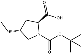 (2S,4R)-4-Ethyl-1,2-pyrrolidinedicarboxylic Acid tert-Butyl Ester, 924304-81-4, 结构式