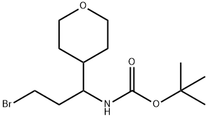 1-(BOC-氨基)-1-(4-四氢吡喃基)-3-溴丙烷 结构式