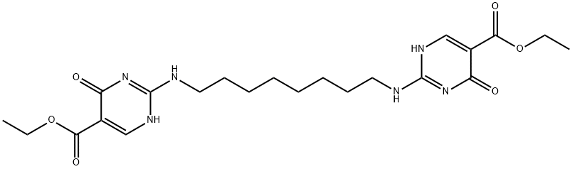 ethyl 2-[8-[(5-ethoxycarbonyl-4-oxo-3H-pyrimidin-2-yl)amino]octylamino ]-4-oxo-3H-pyrimidine-5-carboxylate 结构式