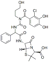 6-(2-(3-(2-chloro-3,4-dihydroxybenzoyl)-3-(3-hydroxypropyl)-1-ureido)-2-phenylacetamido)penicillanic acid Struktur