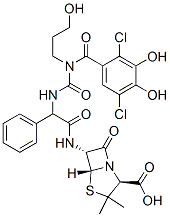 6-(2-(3-(2,5-dichloro-3,4-dihydroxybenzoyl)-3-(3-hydroxypropyl)-1-ureido)-2-phenylacetamido)penicillanic acid Struktur