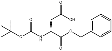 N-(tert-ブトキシカルボニル)-D-アスパラギン酸1-ベンジル 化学構造式