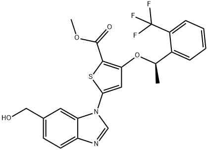 (R)-Methyl 5-(6-(hydroxyMethyl)-1H-benzo[d]iMidazol-1-yl)-3-(1-(2-(trifluoroMethyl)phenyl)ethoxy)thiophene-2-carboxylate Structure