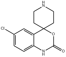 6-クロロ-1,2-ジヒドロ-2-オキソスピロ[4H-3,1-ベンゾキサジン-4,4'-ピペリジン] 化学構造式