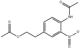 4-アセトアミド-3-ニトロフェネチル=アセタート 化学構造式