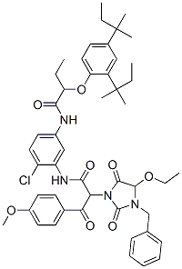 .alpha.-(4-Methoxybenzoyl)-.alpha.-(1-benzyl-5-ethoxy-3-hydantoinyl)-5'-[.alpha.-(2,4-di-tert-amylphenoxy)butylamido]-2'-chloroacetanilide|Α-(4-甲氧基苯甲酰基)-Α-(1-苄基-5-乙氧基-3-乙内酰脲基)-5'-[Α-(2,4-二叔戊基苯氧基)-丁酰氨基]-2'-氯乙酰苯胺