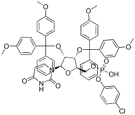 2',3'-O-bis(4,4'-dimethoxytrityl)uridine 5'-(4-chlorophenyl)phosphate 结构式