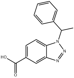 1-(1-苯基乙基)-1H-1,2,3-苯并三唑-5-羧酸, 931586-32-2, 结构式