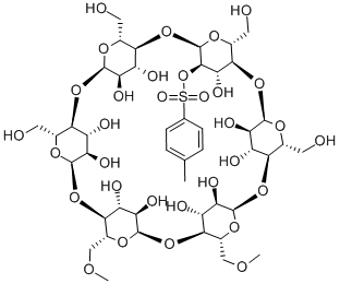 モノ-2-O-(p-トルエンスルホニル)-α-シクロデキストリン 化学構造式
