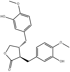 (3R,4R)-3,4-bis[(3-hydroxy-4-methoxy-phenyl)methyl]oxolan-2-one Struktur