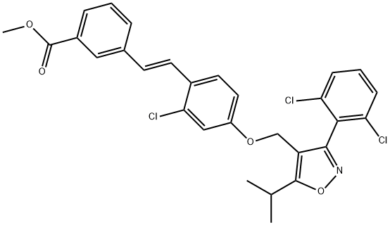 3-(2-クロロ-4-((3-(2,6-ジクロロフェニル)-5-イソプロプイルイソキサゾール-4-イル)メトキシ)スチリル)安息香酸(E)-メチル 化学構造式