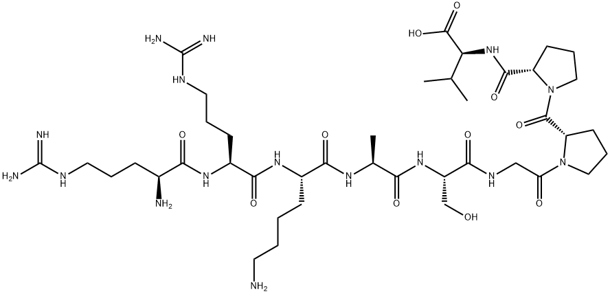 (2S)-2-[[(2S)-1-[(2S)-1-[2-[[(2S)-2-[[(2S)-2-[[(2S)-6-amino-2-[[(2S)-2 -[[(2S)-2-amino-5-(diaminomethylideneamino)pentanoyl]amino]-5-(diamino methylideneamino)pentanoyl]amino]hexanoyl]amino]propanoyl]amino]-3-hyd roxy-propanoyl]amino]acetyl]pyrrolidine-2-carbonyl]pyrrolidine-2-carbo nyl]amino]-3-methyl-butanoic acid Structure