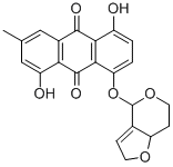 9,10-Anthracenedione, 1,5-dihydroxy-3-methyl-8-((2,6,7,7a-tetrahydro-4 H-furo(3,2-c)pyran-4-yl)oxy)- Structure