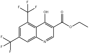 5,7-ビス(トリフルオロメチル)-4-ヒドロキシキノリン-3-カルボン酸エチル 化学構造式