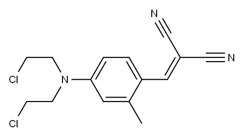 2-[[4-[bis(2-chloroethyl)amino]-2-methyl-phenyl]methylidene]propanedin itrile Struktur