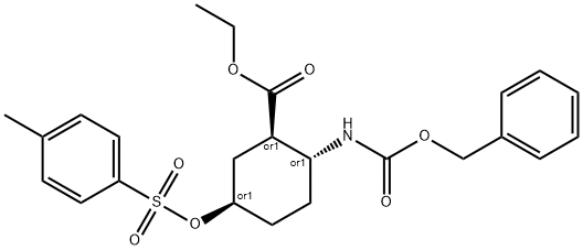 (1R*,2R*,5R*)-2-BENZYLOXYCARBONYLAMINO-5-(TOLUENE-4-SULFONYLOXY)-CYCLOHEXANECARBOXYLIC ACID ETHYL ESTER Structure