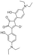 3-(4-Diethylamino-2hydroxy-phenyl)-5-(4-diethylimmonium-2-hydroxy-cyclohexa-2,5-dien-1-ylidene)-1,2-dioxo-cyclopenten-4-olate Struktur