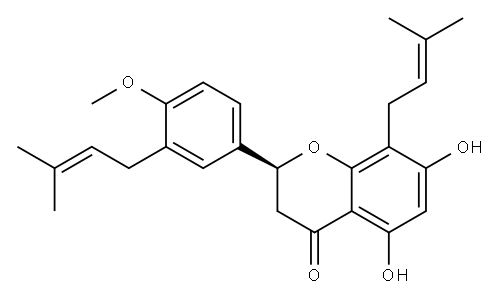 (S)-2,3-Dihydro-5,7-dihydroxy-2-[4-methoxy-3-(3-methyl-2-butenyl)phenyl]-8-(3-methyl-2-butenyl)-4H-1-benzopyran-4-one Structure