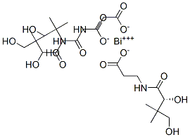 トリス[N-[(R)-2,4-ジヒドロキシ-3,3-ジメチル-1-オキソブチル]-β-アラニン]ビスマス 化学構造式
