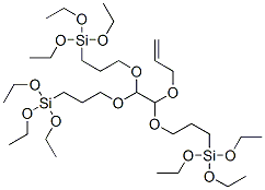 9-(allyloxy)-4,4,15,15-tetraethoxy-10-[3-(triethoxysilyl)propoxy]-3,8,11,16-tetraoxa-4,15-disilaoctadecane Struktur