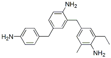 2-[(4-アミノ-3-エチル-5-メチルフェニル)メチル]-4-[(4-アミノフェニル)メチル]ベンゼンアミン 化学構造式