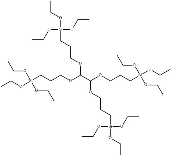 4,4,15,15-テトラエトキシ-9,10-ビス[3-(トリエトキシシリル)プロポキシ]3,8,11,16-テトラオキサ-4,15-ジシラオクタデカン 化学構造式