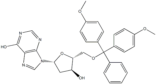 5'-O-[ビス(4-メトキシフェニル)フェニルメチル]-2'-デオキシイノシン 化学構造式