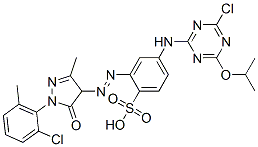 4-[[4-chloro-6-isopropoxy-1,3,5-triazin-2-yl]amino]-2-[[1-(2-chloro-6-methylphenyl)-4,5-dihydro-3-methyl-5-oxo-1H-pyrazol-4-yl]azo]benzenesulphonic acid Structure