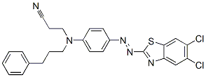3-[[4-[(5,6-ジクロロ-2-ベンゾチアゾリル)アゾ]フェニル](3-フェニルプロピル)アミノ]プロパンニトリル 化学構造式