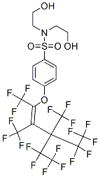N,N-ビス(2-ヒドロキシエチル)-4-[[4,4,5,5,5-ペンタフルオロ-3-(ペンタフルオロエチル)-1,2,3-トリス(トリフルオロメチル)-1-ペンテニル]オキシ]ベンゼンスルホンアミド 化学構造式