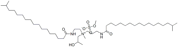 (2-hydroxypropyl)methyl[2-[(1-oxoisooctadecyl)amino]ethyl][3-[(1-oxoisooctadecyl)amino]propyl]ammonium methyl sulphate Struktur