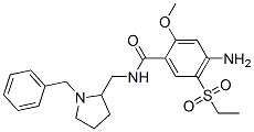 4-アミノ-5-(エチルスルホニル)-2-メトキシ-N-[(1-ベンジル-2-ピロリジニル)メチル]ベンズアミド 化学構造式