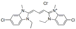 5-chloro-2-[3-(5-chloro-1-ethyl-1,3-dihydro-3-methyl-2H-benzimidazol-2-ylidene)-1-propenyl]-1-ethyl-3-methyl-1H-benzimidazolium chloride Struktur