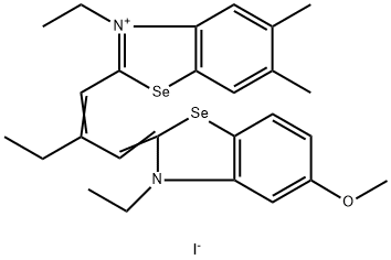 3-ethyl-2-[2-[(3-ethyl-5-methoxy-3H-benzoselenazol-2-ylidene)methyl]but-1-enyl]-5,6-dimethylbenzoselenazolium iodide Structure